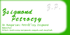 zsigmond petroczy business card